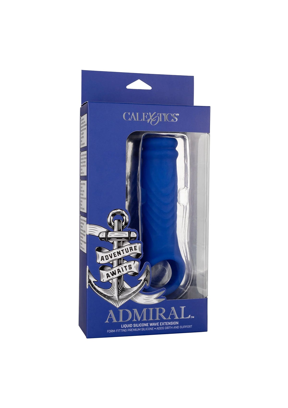 CalExotics Admiral siliconen extensie in verpakking, blauw