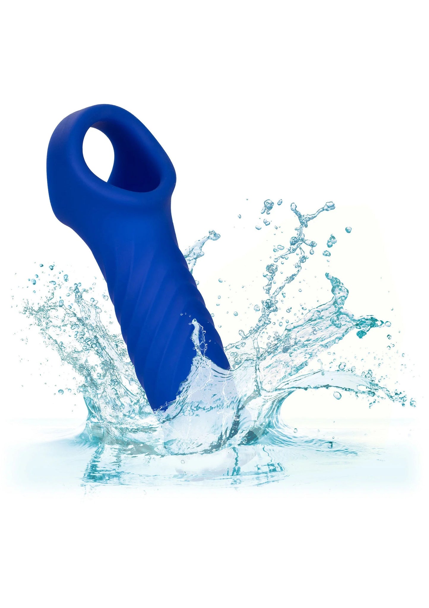 Blauwe siliconen extensie met open ring, met spats van water
