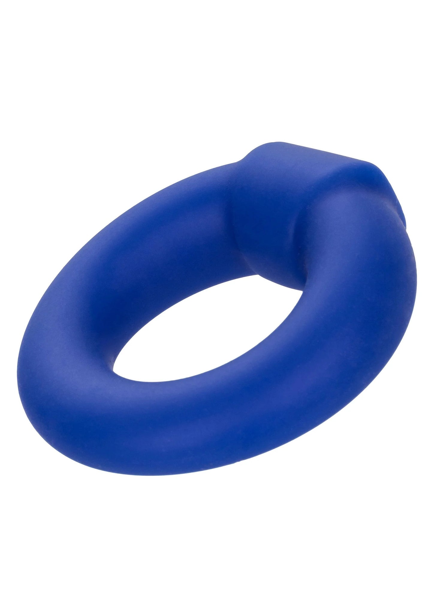 Blauwe pomp-ring in zijaanzicht met centrale opening