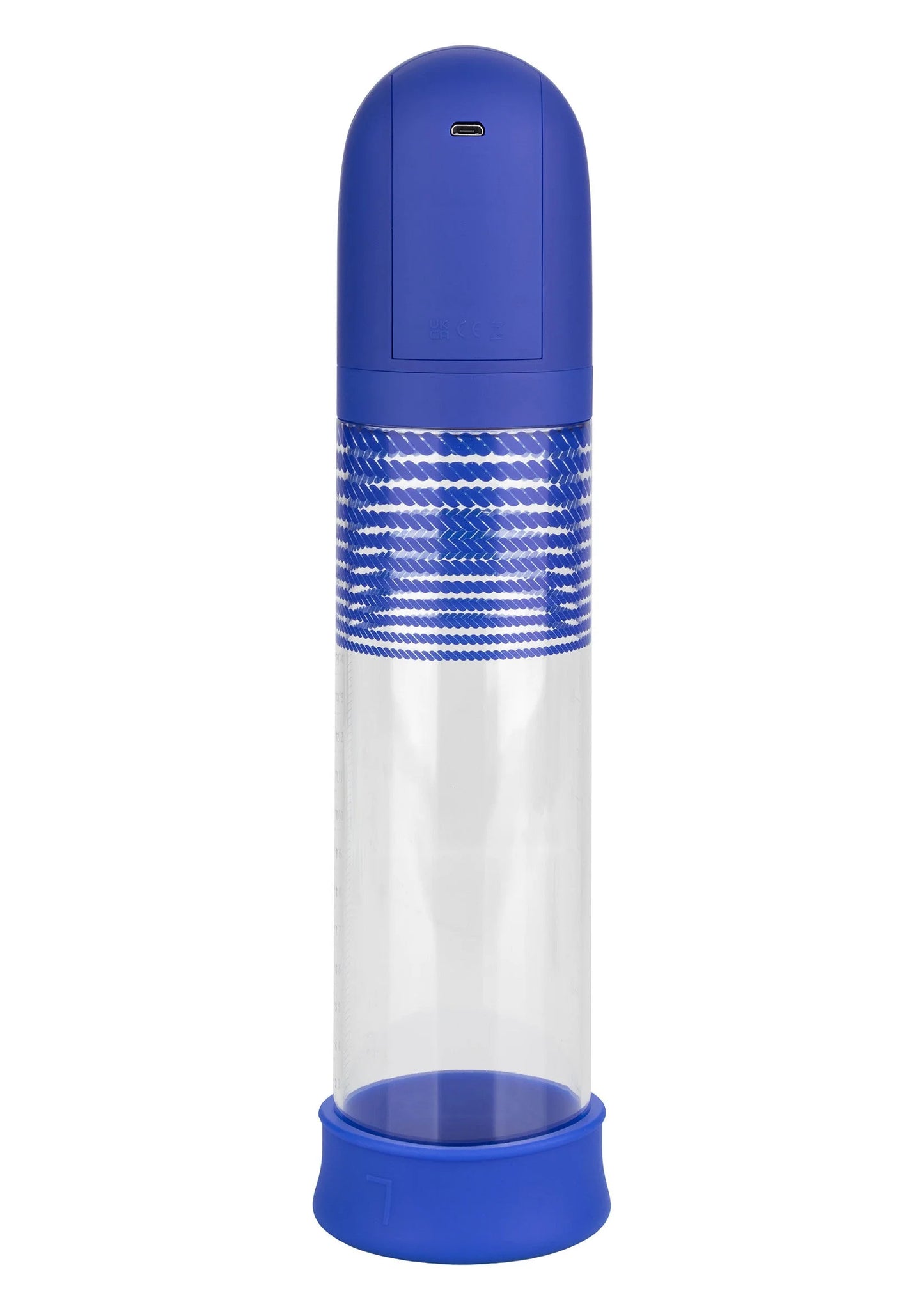 Oplaadbare pompcilinder met blauwe kap, gaasband en onderring