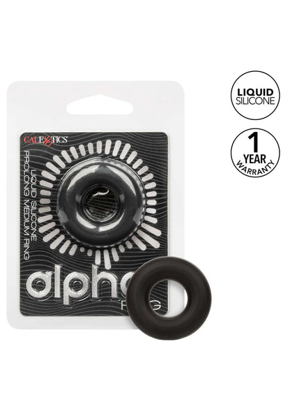 Zwarte siliconen penisring (alpha Prolong Medium)