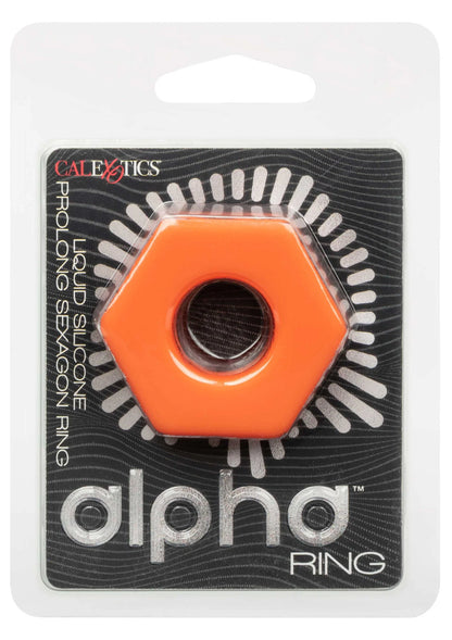 Oranje Liquid Silicone seksagonring van CalExotics in originele verpakking
