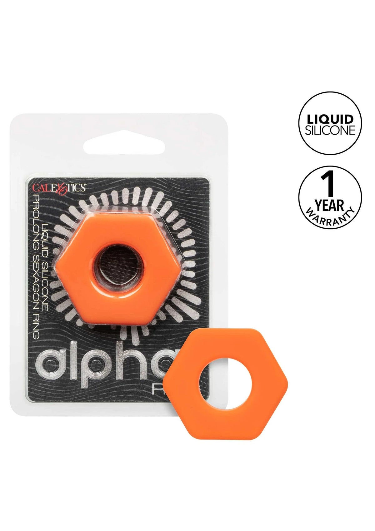 Oranje CalExotics alpha seksagonring van liquid silicone met ronde opening
