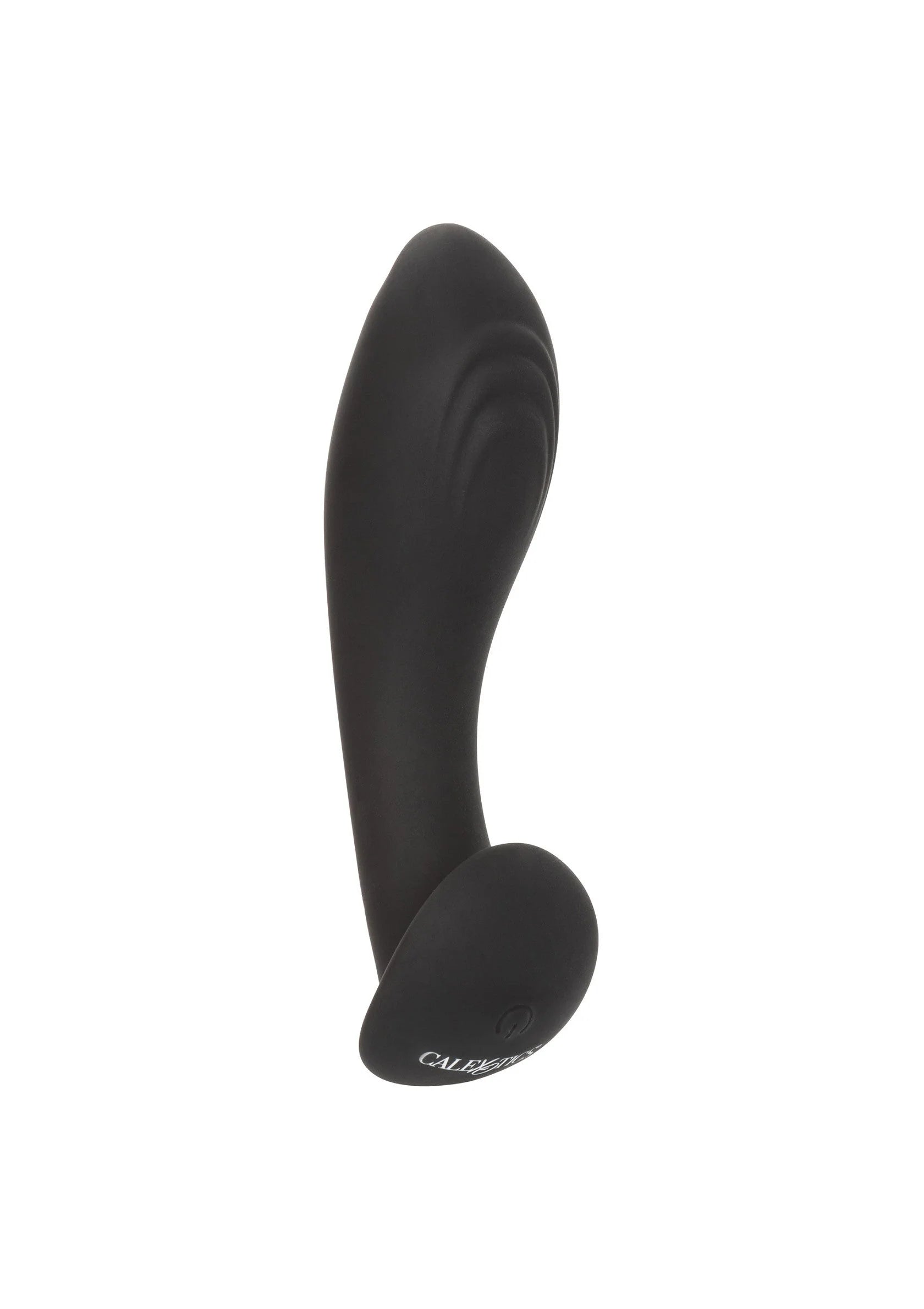 Zwarte flexibele probe vibrator met brede kop boven ronde basis.