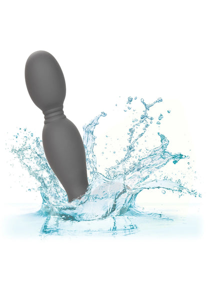 Grijze rotator probe vibrator met waterdruppels, ovale top en brede voet