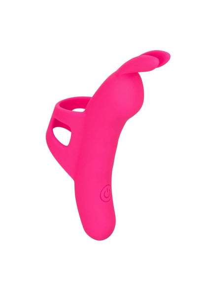 Roze vingerteaser met openingen aan de zijkant en gebogen top, siliconen