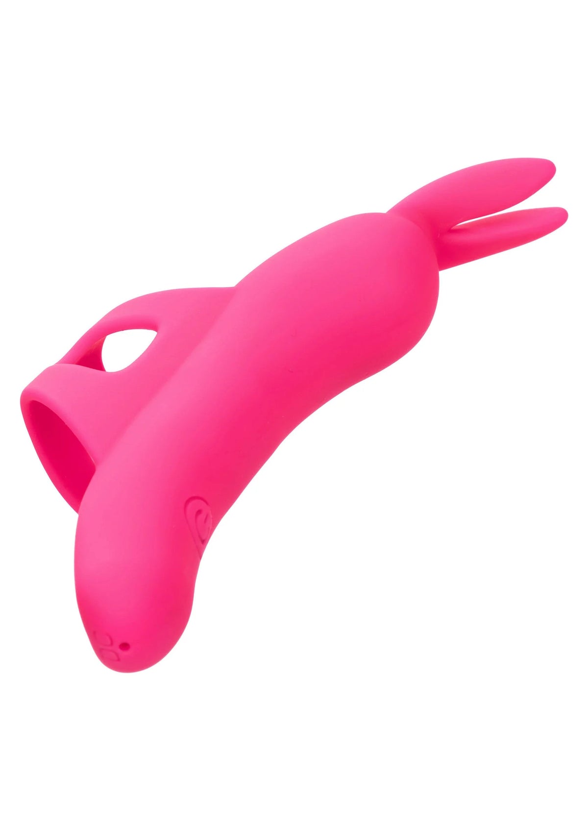 Roze siliconen vibrator zijaanzicht met handgreep en ovale uitsparing