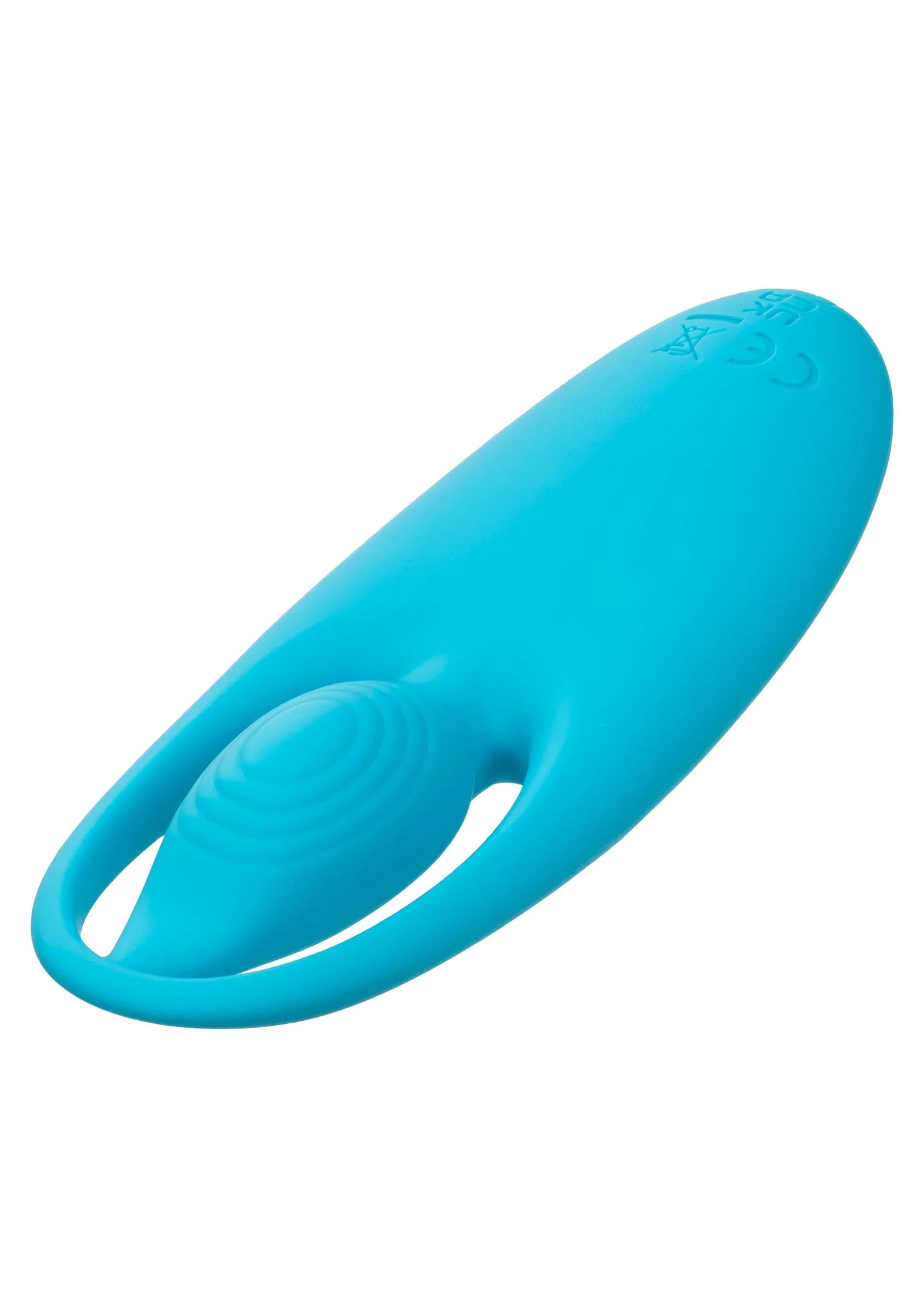 Turquoise vibrator met open uiteinde en geribbelde binnenstructuur