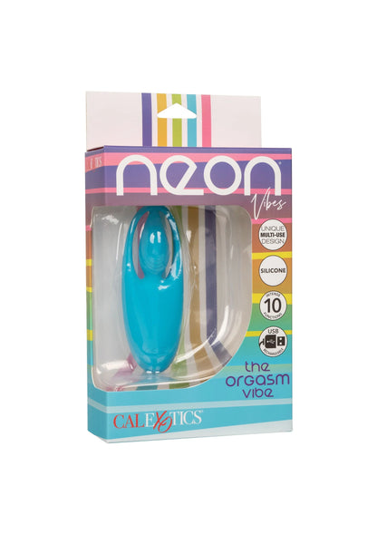 CalExotics Neon Vibes vibrerend seksspeeltje, teal, in doorzichtige verpakking.