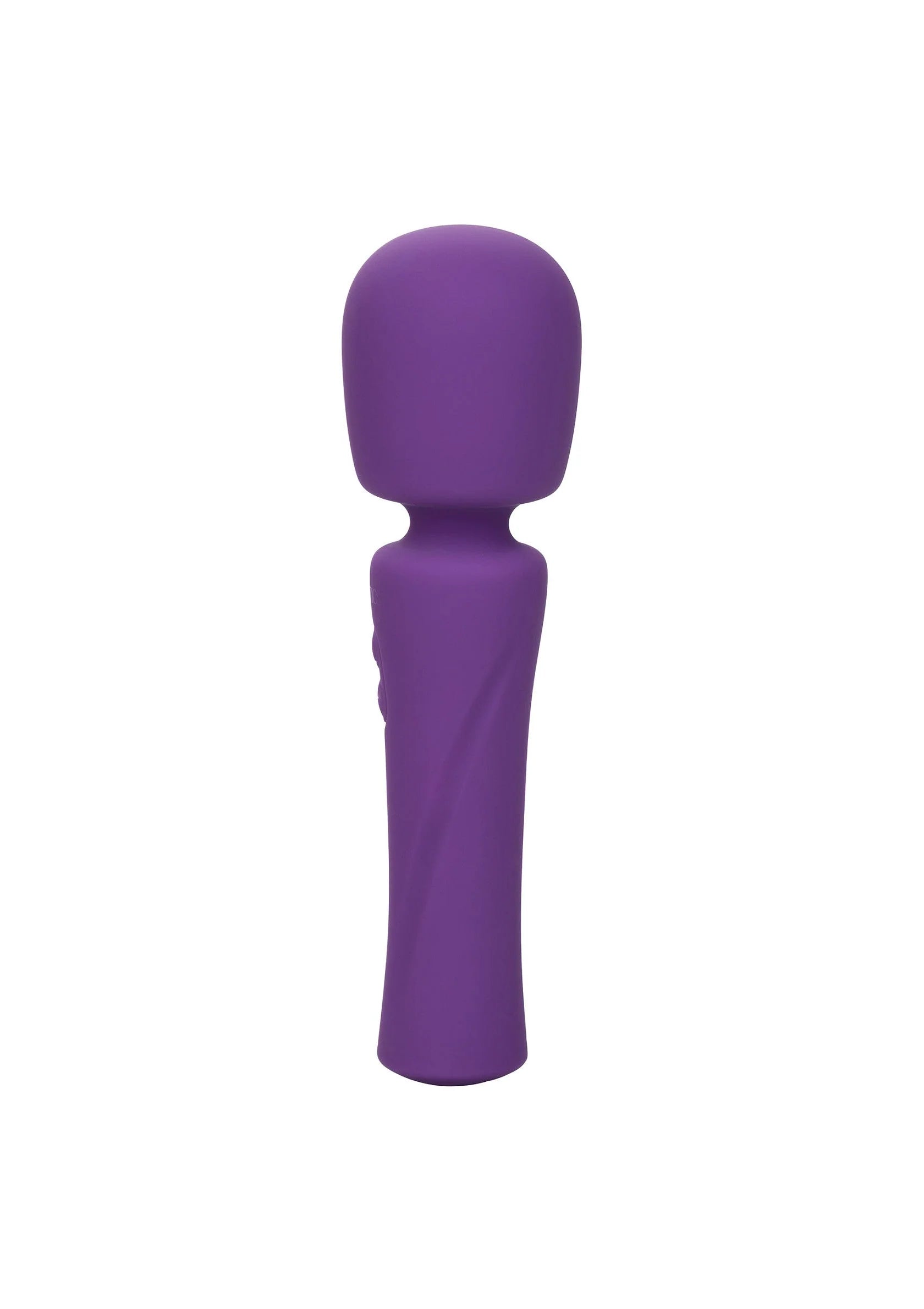 Paarse siliconen massager met afgeronde kop en gladde, taps toelopende handgreep
