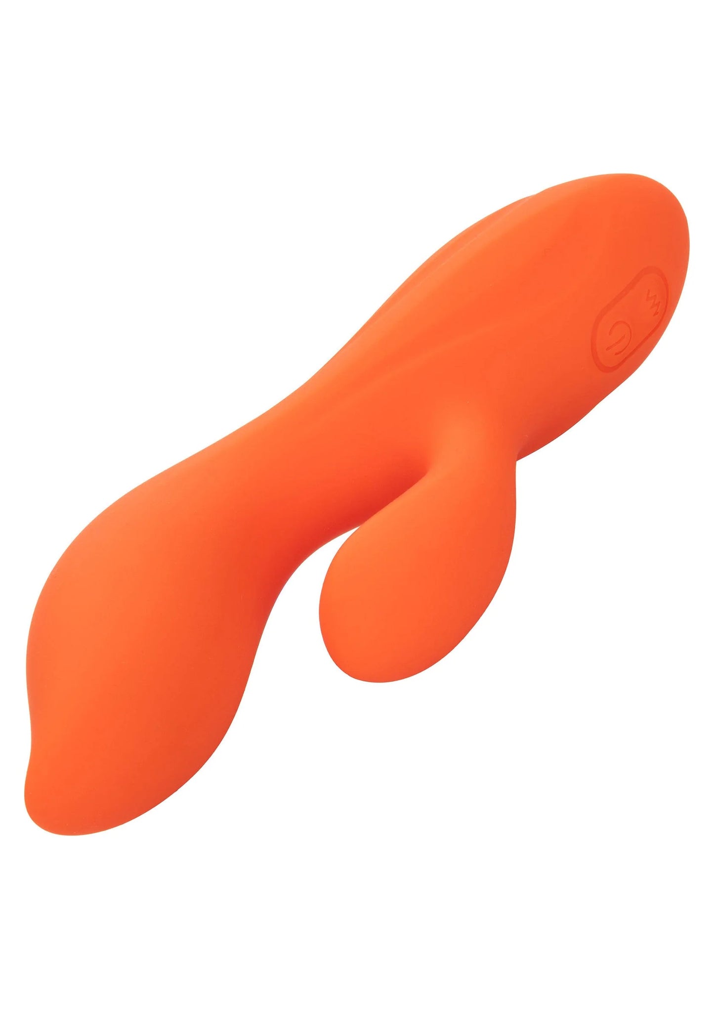 Oranje dual-teaser van vloeibare siliconen in zijaanzicht, subtiele textuur op basis