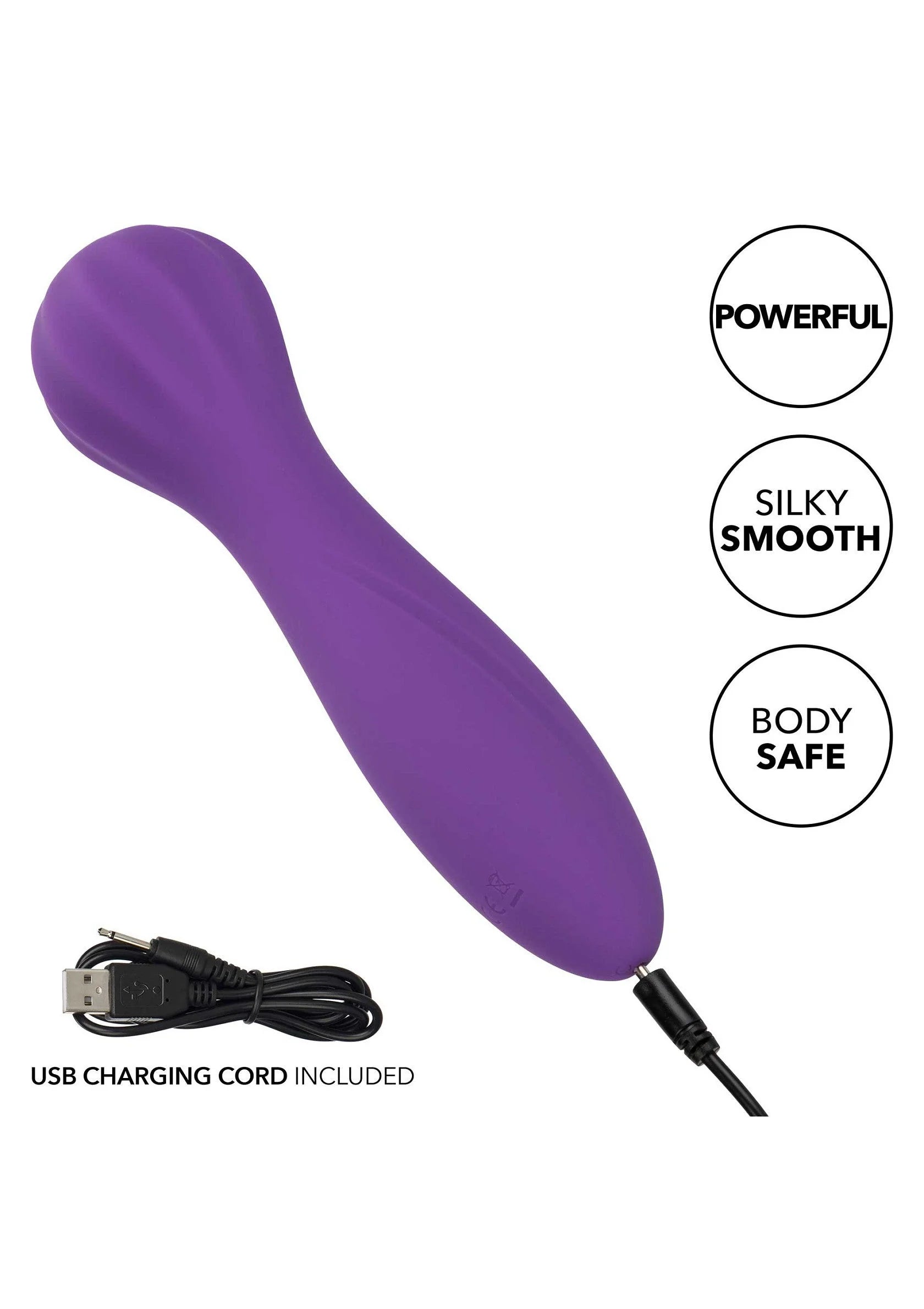 Paarse 'O'-wand met USB-oplaadkabel, glad siliconen oppervlak en ronde kop
