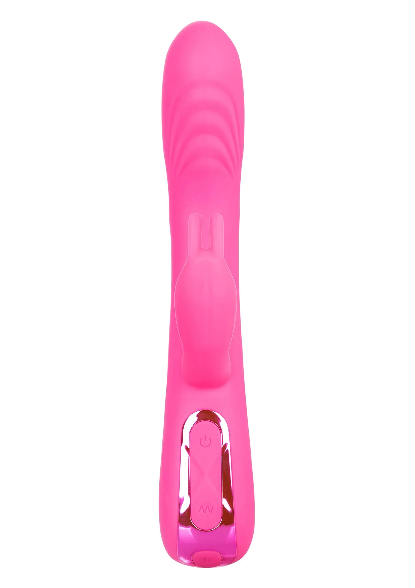 Roze rocking rabbit vibrator met metalen bedieningsknoppen
