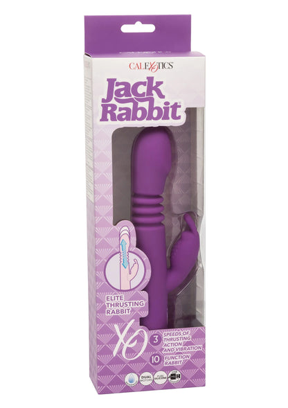 CalExotics Jack Rabbit verpakking met paarse vibrator en opdruk “Elite Thrusting”