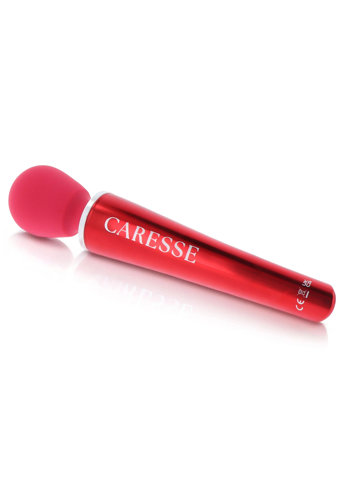 Compacte Caresse wands massager in rood met slanke handgreep