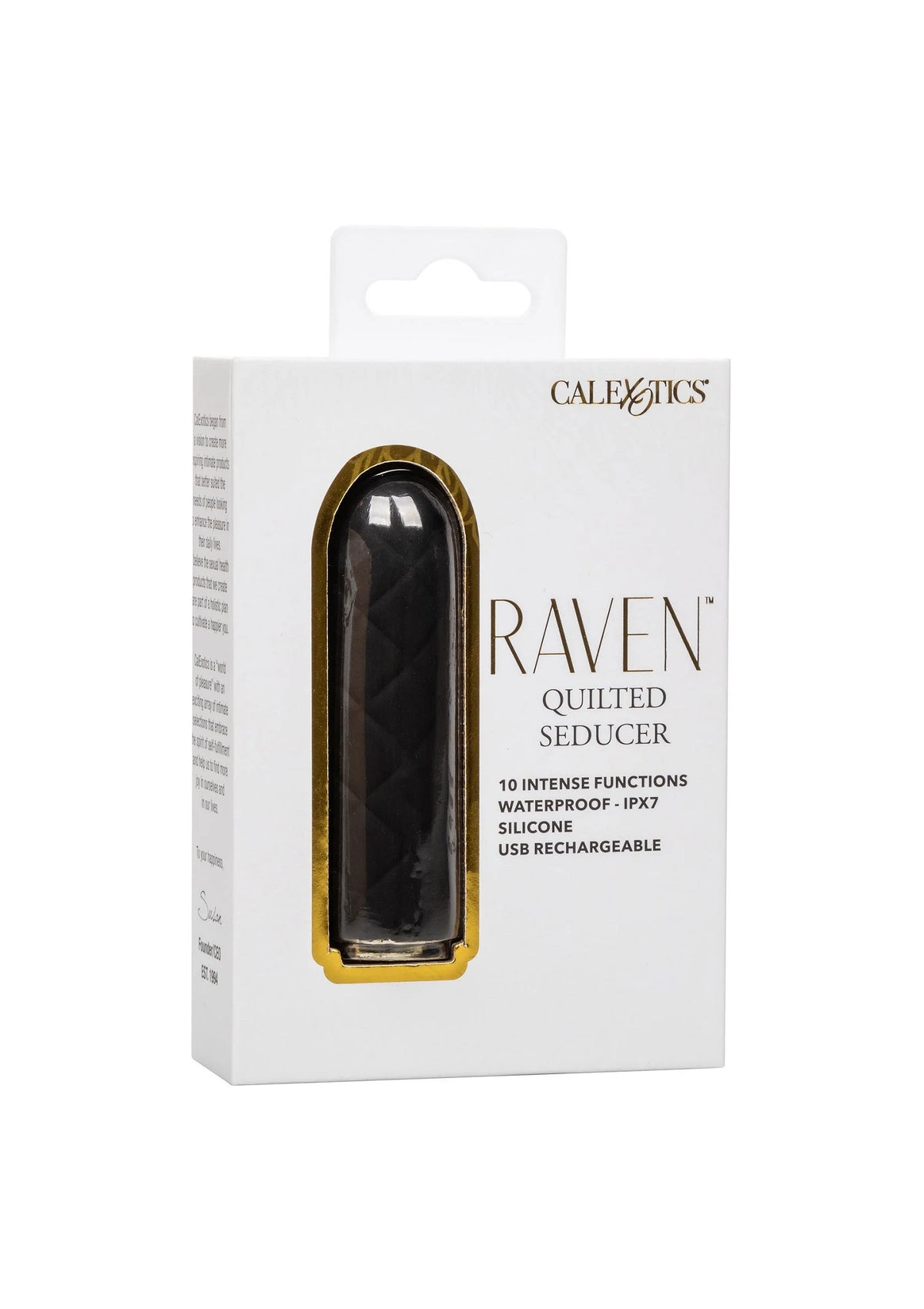 Verpakkingsdoos voor CalExotics Raven gestikte mini-vibrator met oplaadfunctie