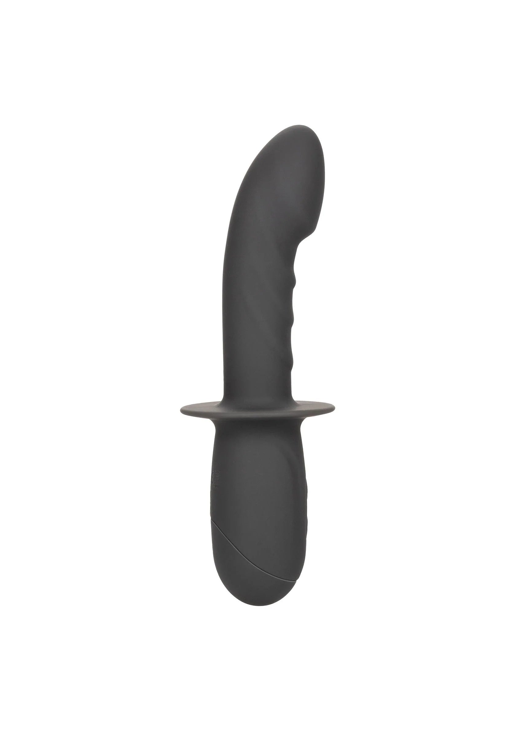 Gyrerende dildo van CalExotics, zwart, met platte voet en afgeronde kop