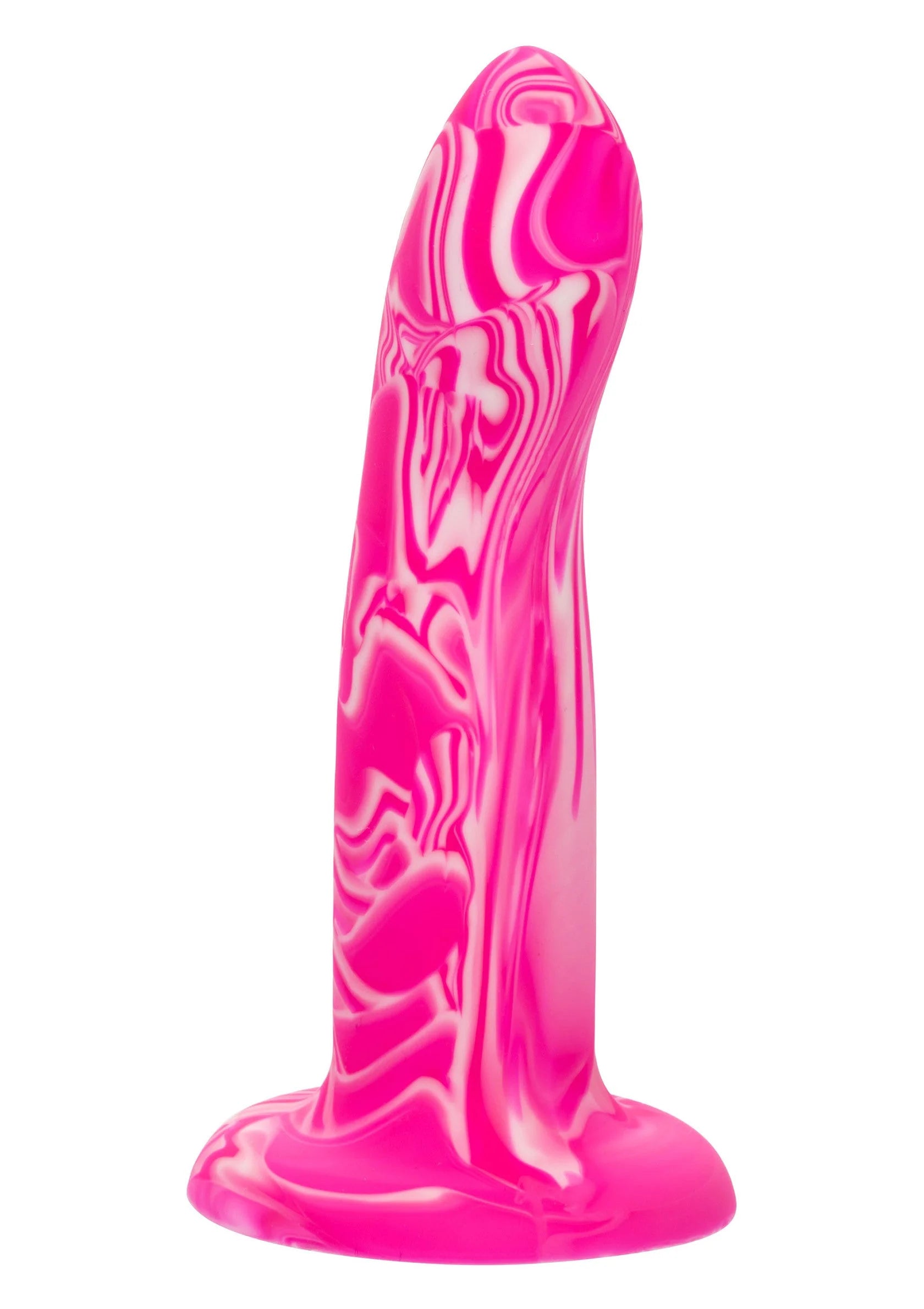 Twisted probe van CalExotics, roze uitvoering, met zuignapbasis en gedraaide vorm.
