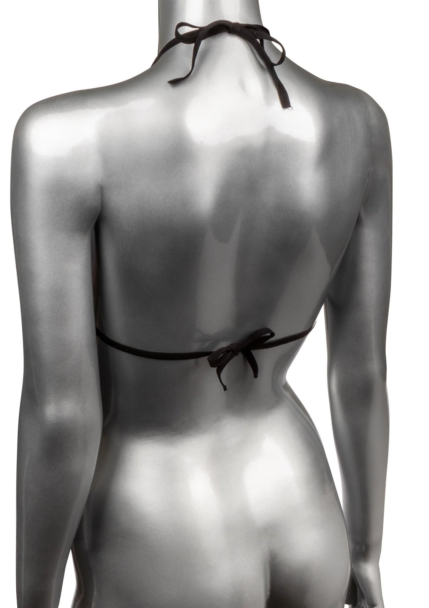 Zwarte strass driehoekbikinitop met rugband en striksluitingen, CalExotics
