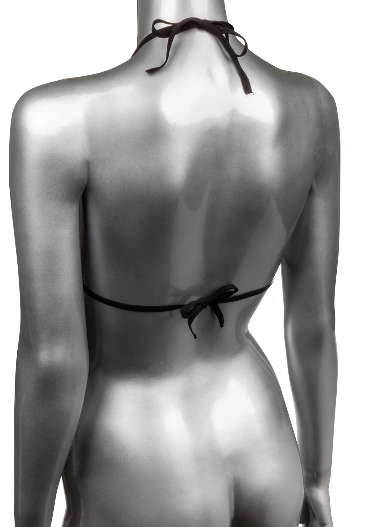 Zwarte strass driehoekbikinitop met rugband en striksluitingen, CalExotics