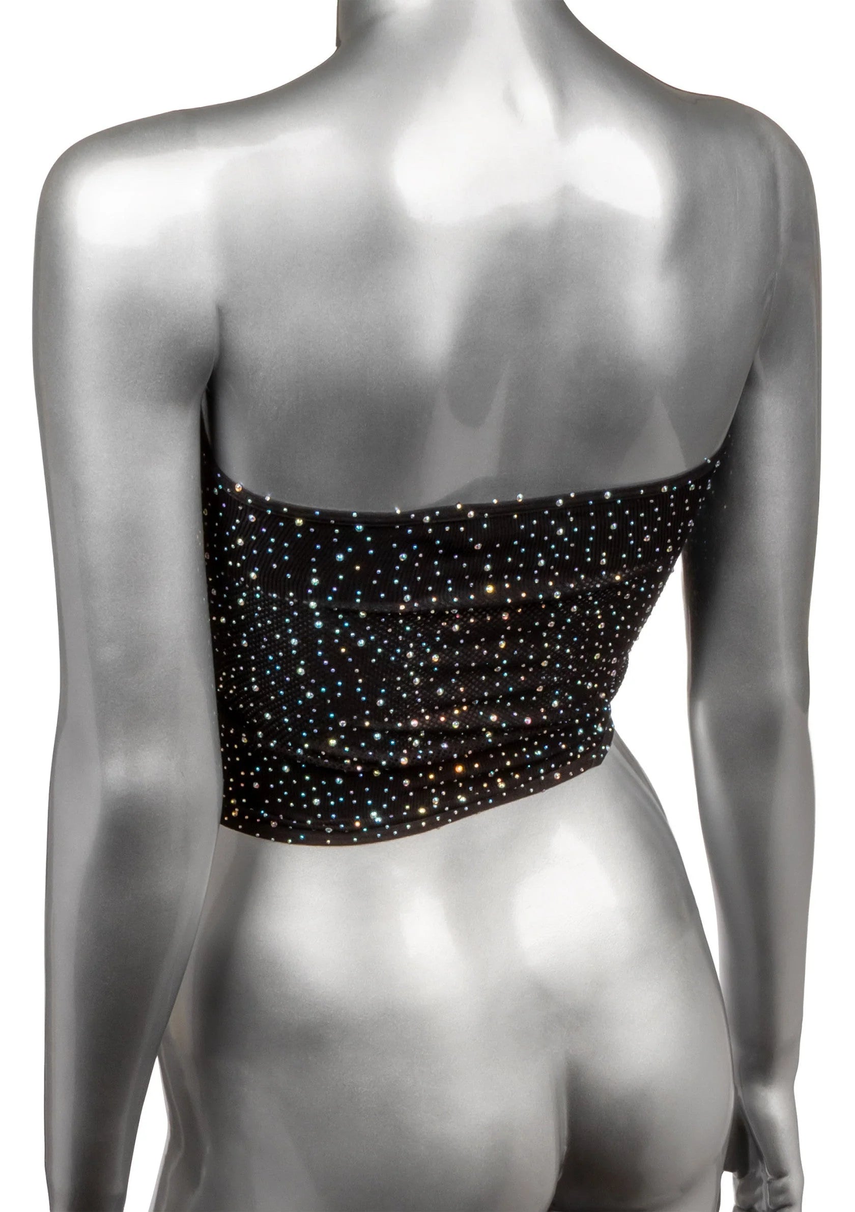 CalExotics bandeau-top met glinsterende strass, donker, strapless; brede onderrand
