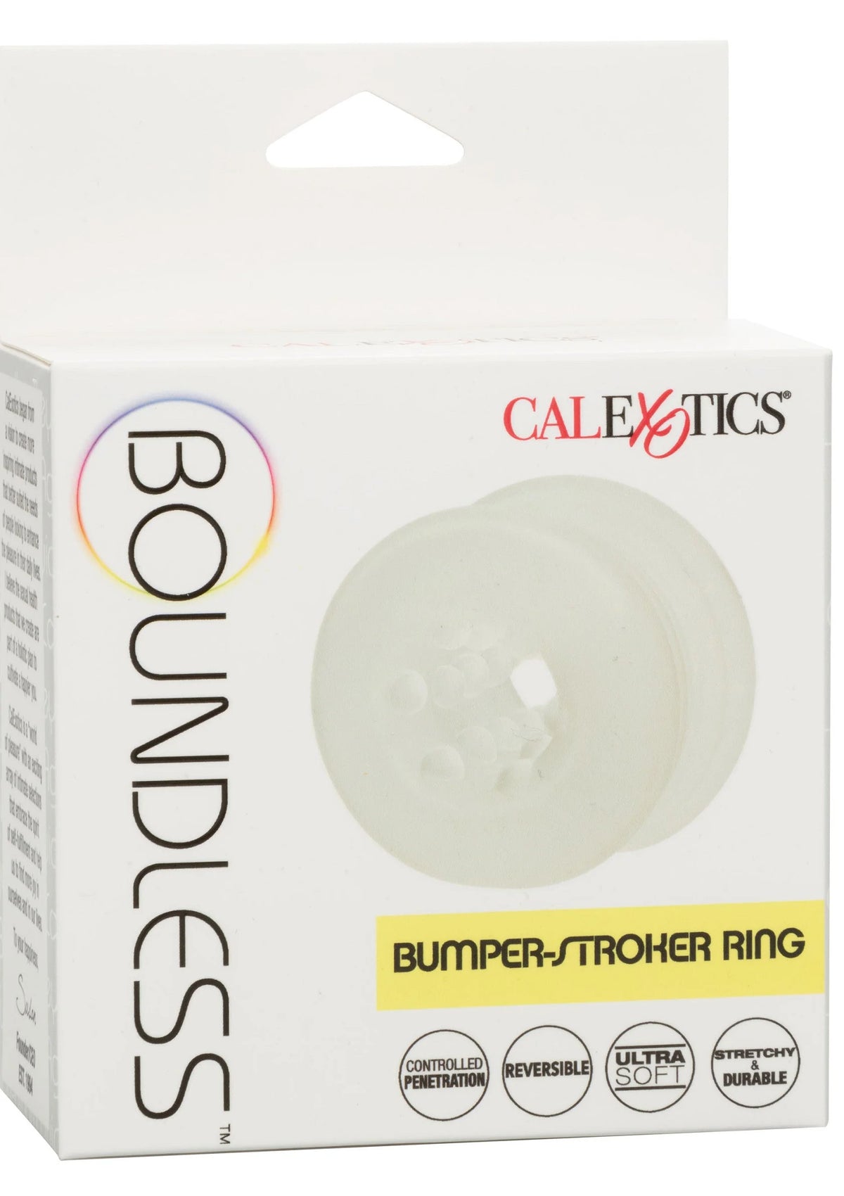 CalExotics Bumper-Stroker ring verpakking met doosafbeelding en productlabel
