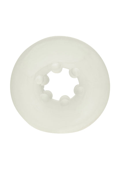 Witte siliconen bumper-stroker ring met ronde opening en glad buitenvlak