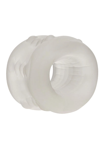 CalExotics siliconen bumper-stroker ring, lichtwit, open ring met geribbelde rand