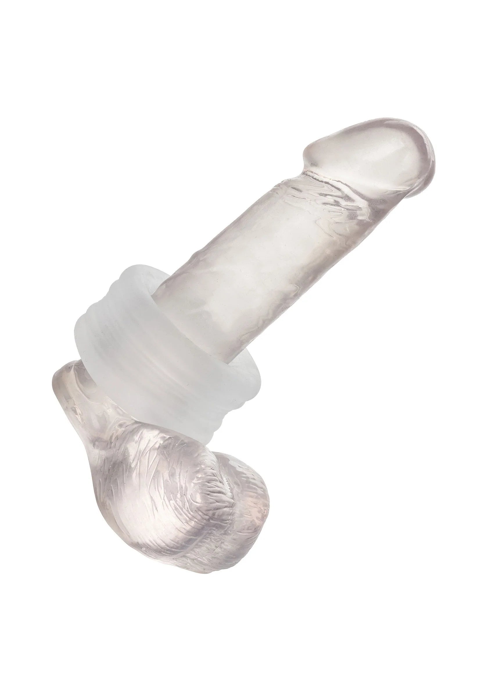 Witte siliconen bumper-stroker ring op ronde houder, met centrale opening
