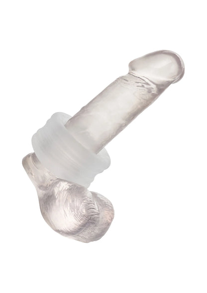 Witte siliconen bumper-stroker ring op ronde houder, met centrale opening