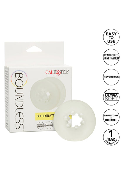 CalExotics Bumper-Stroker ring verpakking met witte ring en pictogrammen