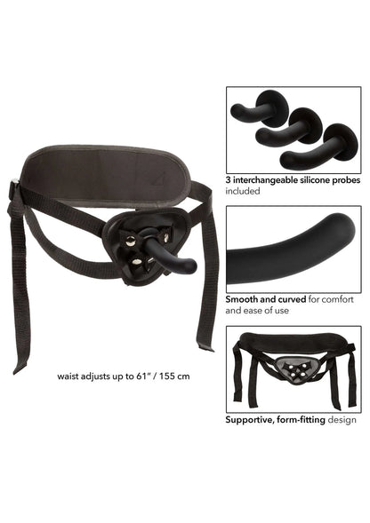 Boundless siliconen curve pegging-kit van CalExotics met harnas en 3 siliconen probes