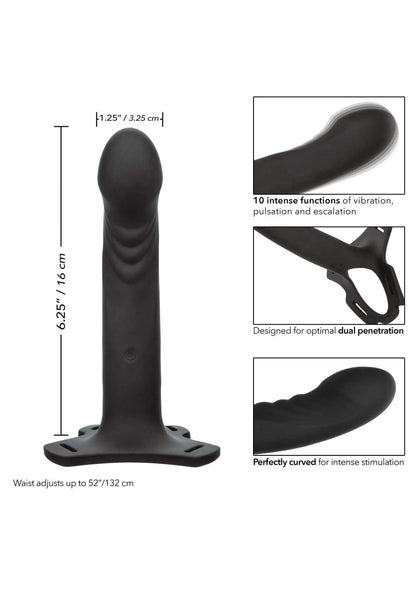 CalExotics Boundless zwarte siliconen vibrator met voet en geprinte maatlijn