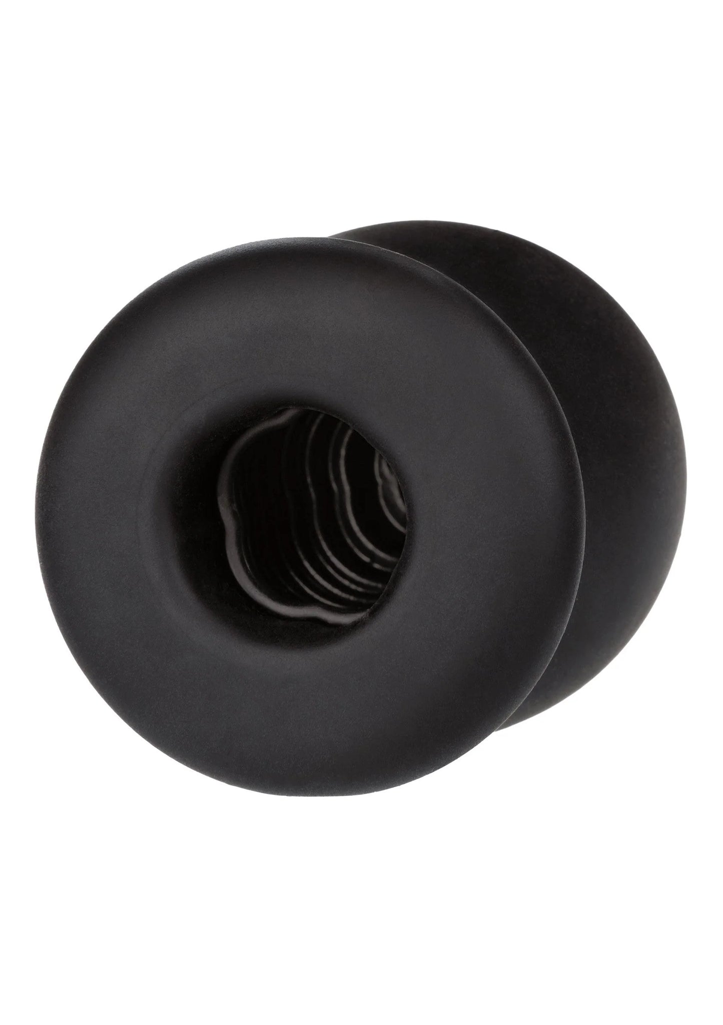 Zwarte FTM-stroker met getextureerde ribbels in de opening