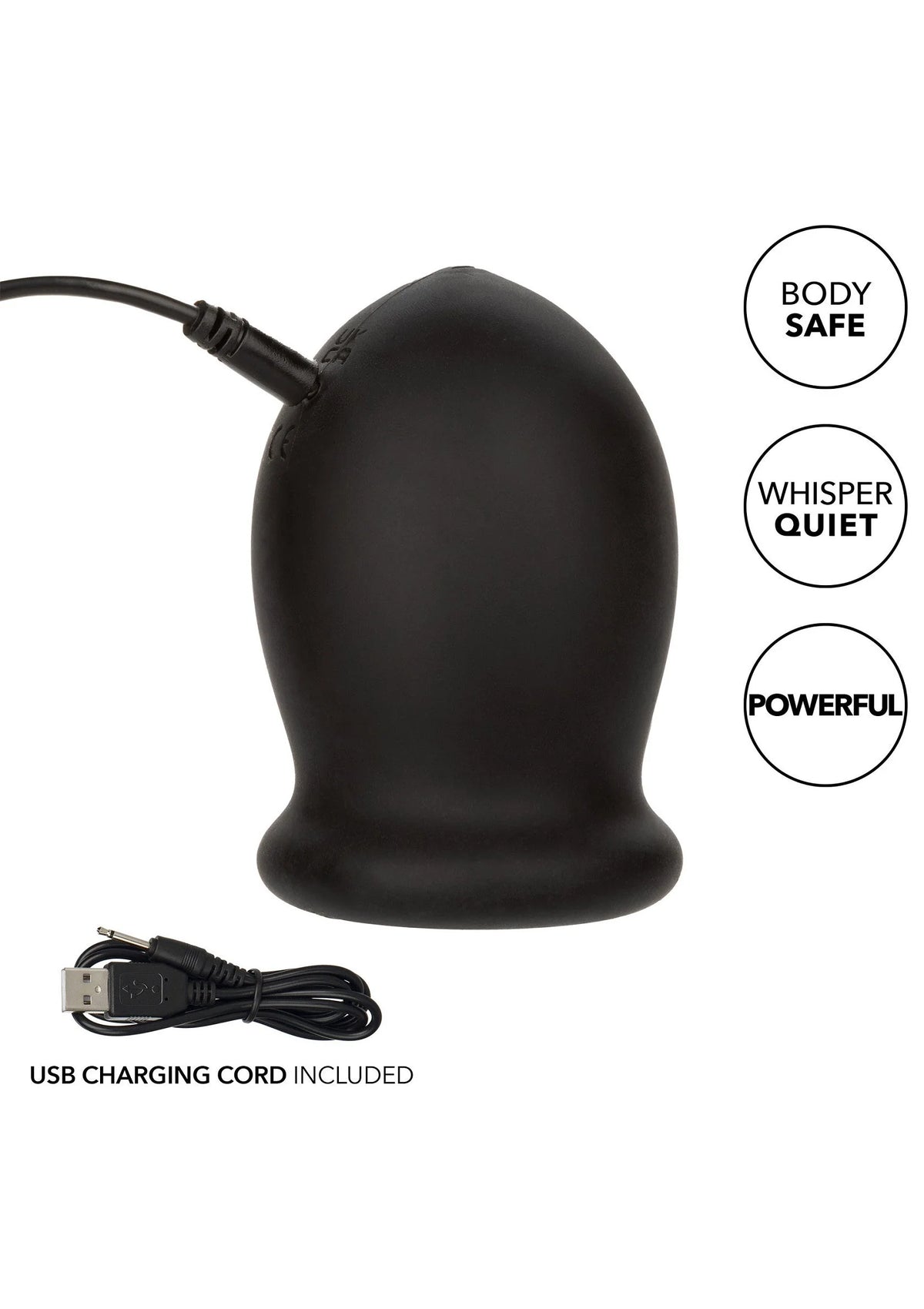 Zwarte vibrerende FTM-stroker met USB-oplaadsnoer