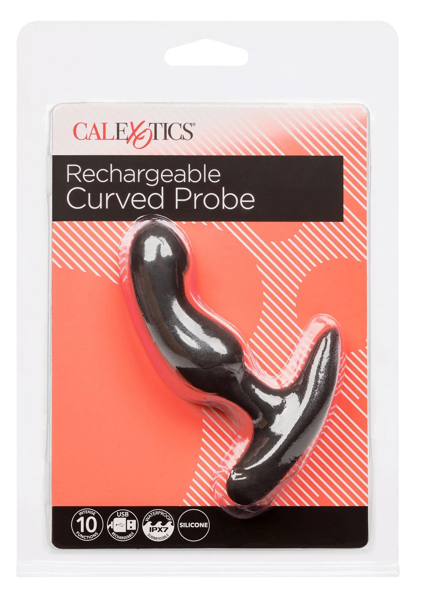 CalExotics Rechargeable Curved Probe verpakking met productillustratie