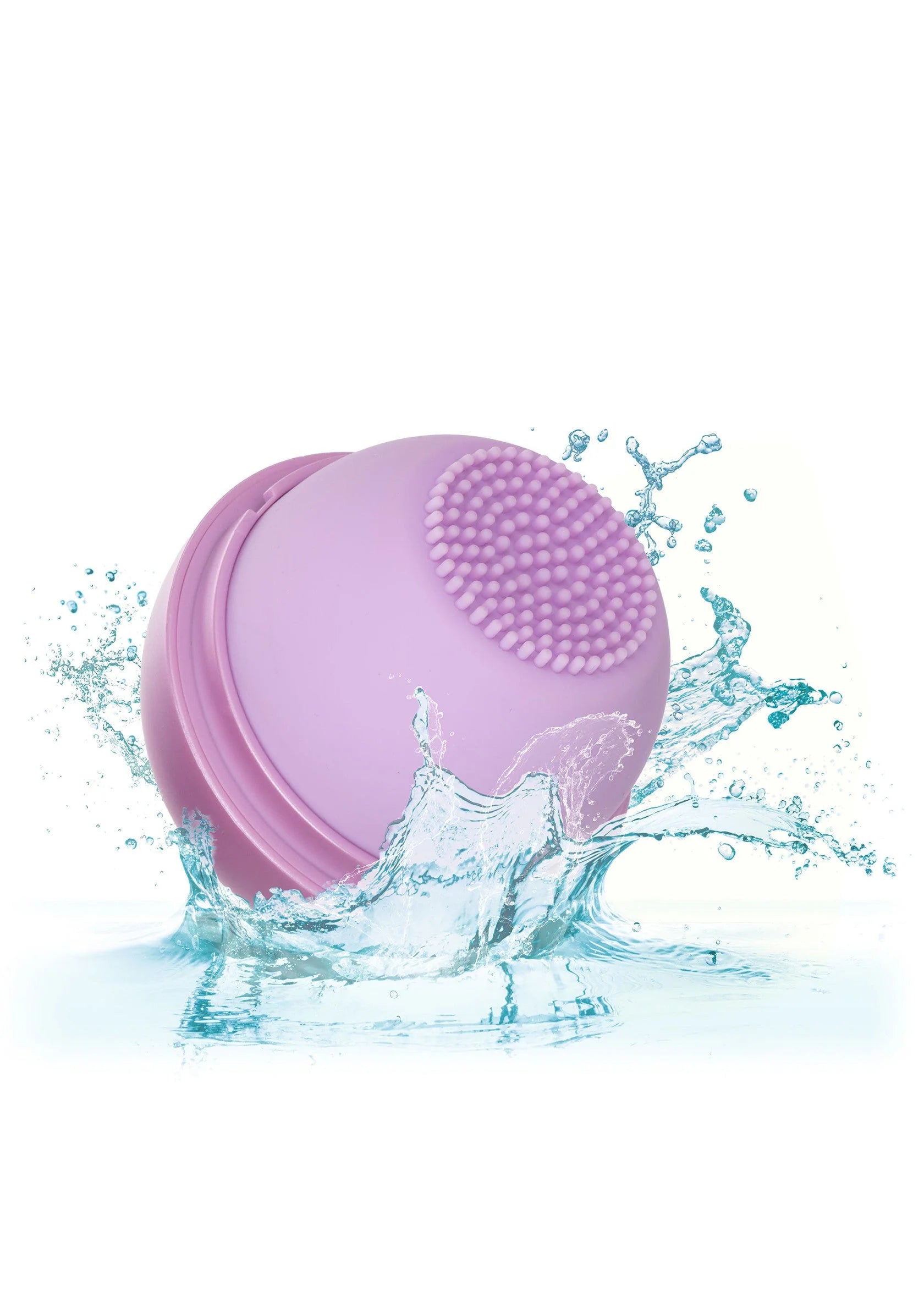 Opal Tickler-massager van CalExotics met paarse nopjeskop, waterdruppels rondom
