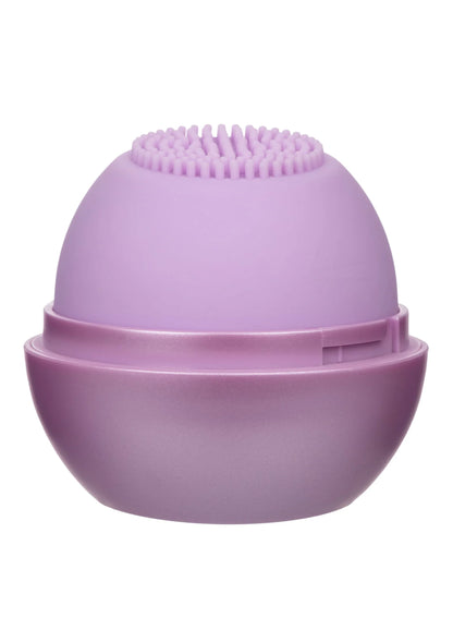 Lila massager met siliconen noppen op bovenkant en basisring