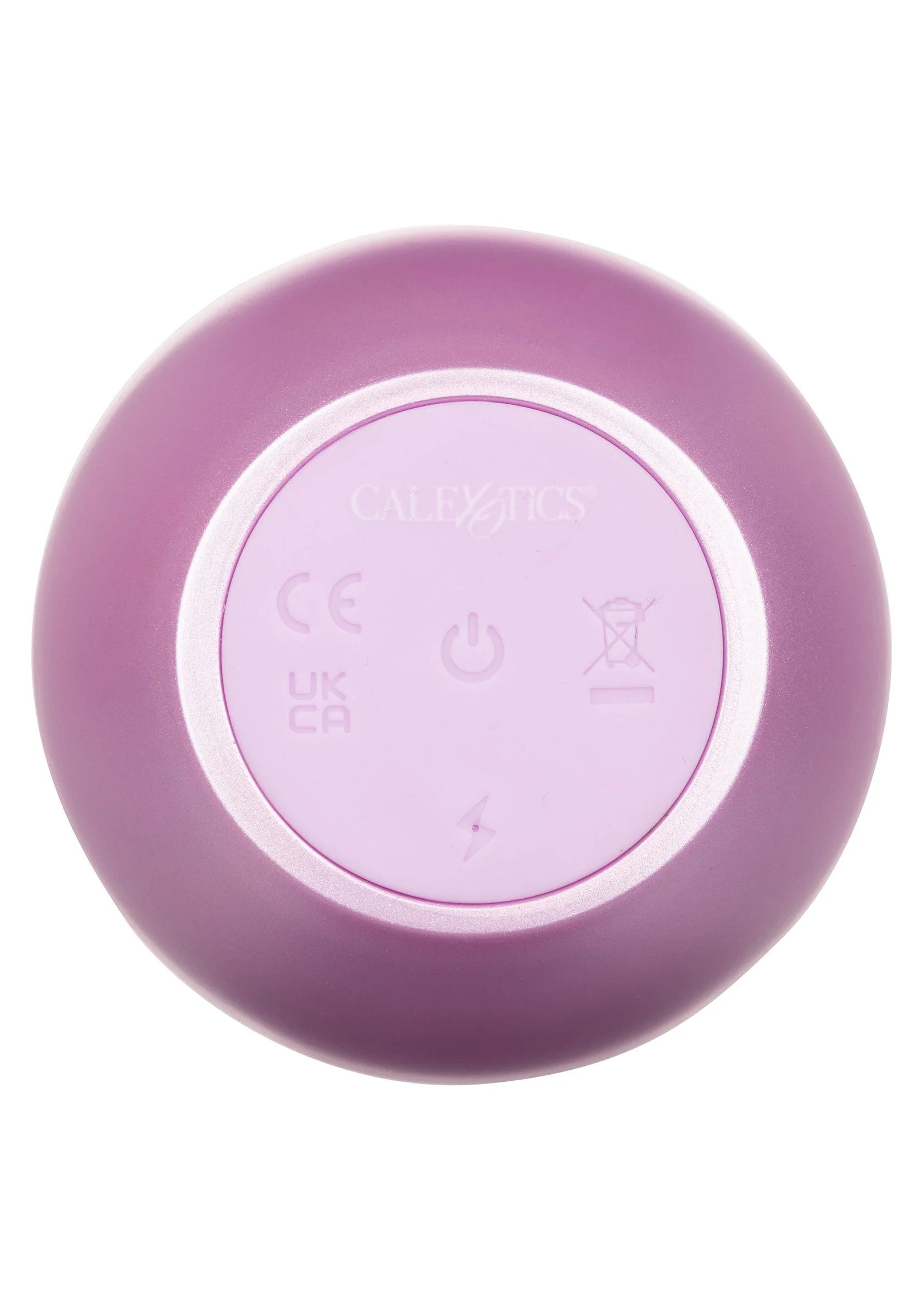 Opal Tickler-massager van CalExotics, achterzijde met bedieningsicoon en tekens