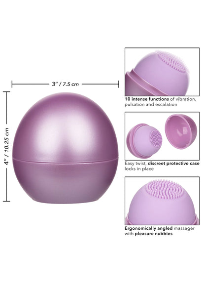 Opal Tickler-massager van CalExotics, afmetingen en inzetstuk van de paarse kogel