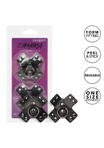 Zwarte O-ring pasties met metalen sluiting, peel & stick, herbruikbaar