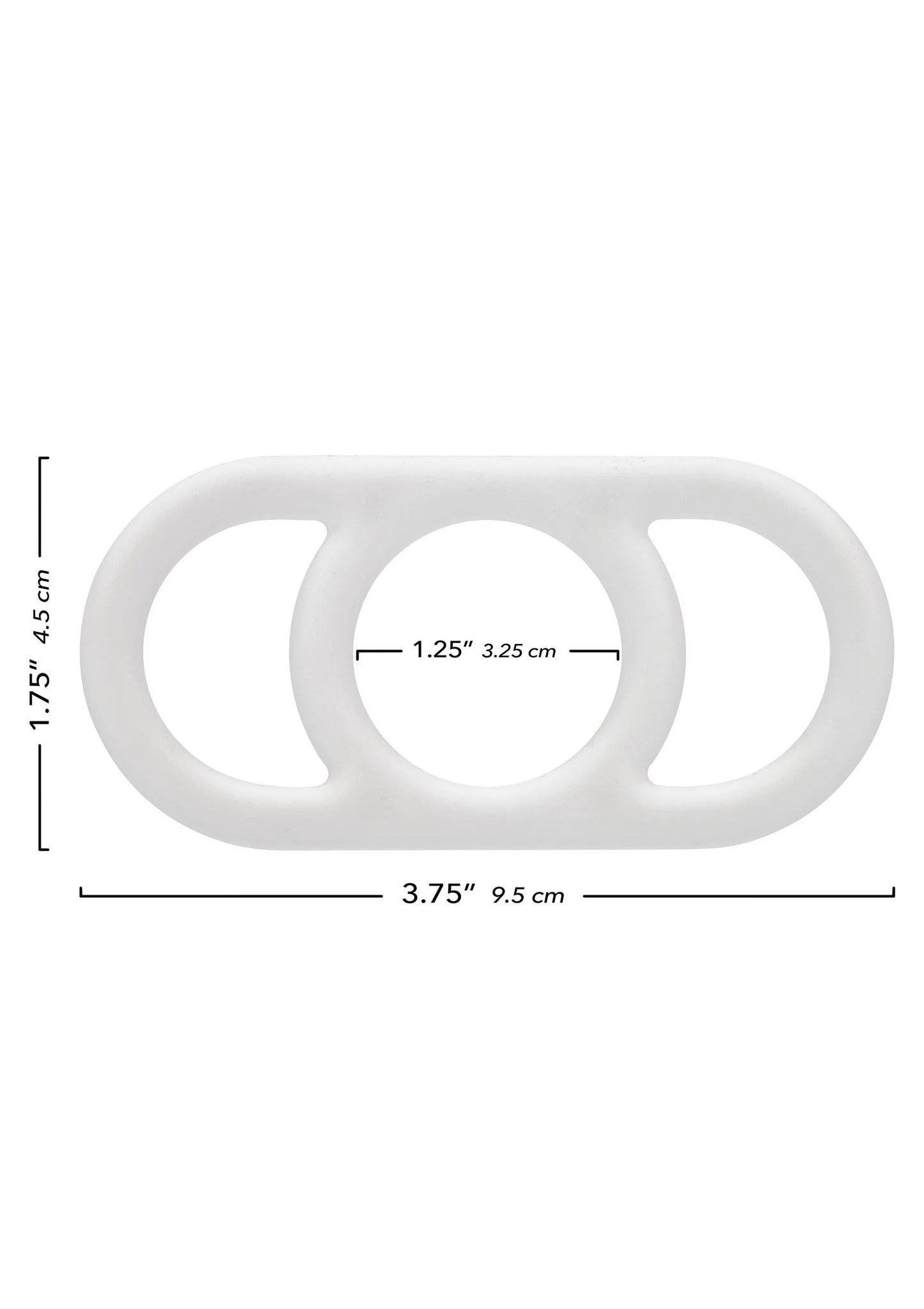 Witte siliconen ring met ovale uitsparing, afmeting 3,75 x 1,25–3,25 cm