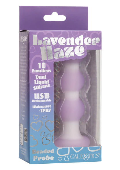 Verpakkingsdoos met lila siliconen beaded probe van CalExotics, USB oplaadbaar