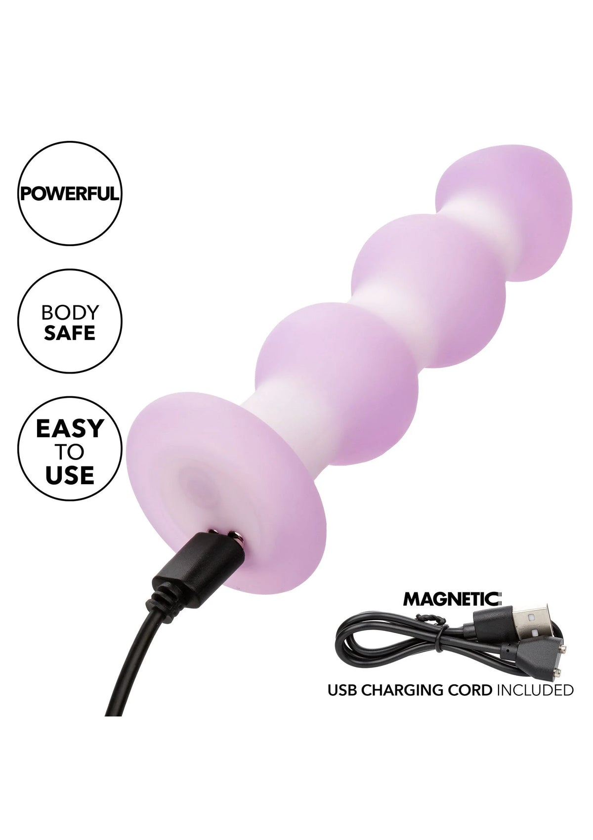 Lila siliconen beaded probe met USB-laadkabel en magnetische aansluiting