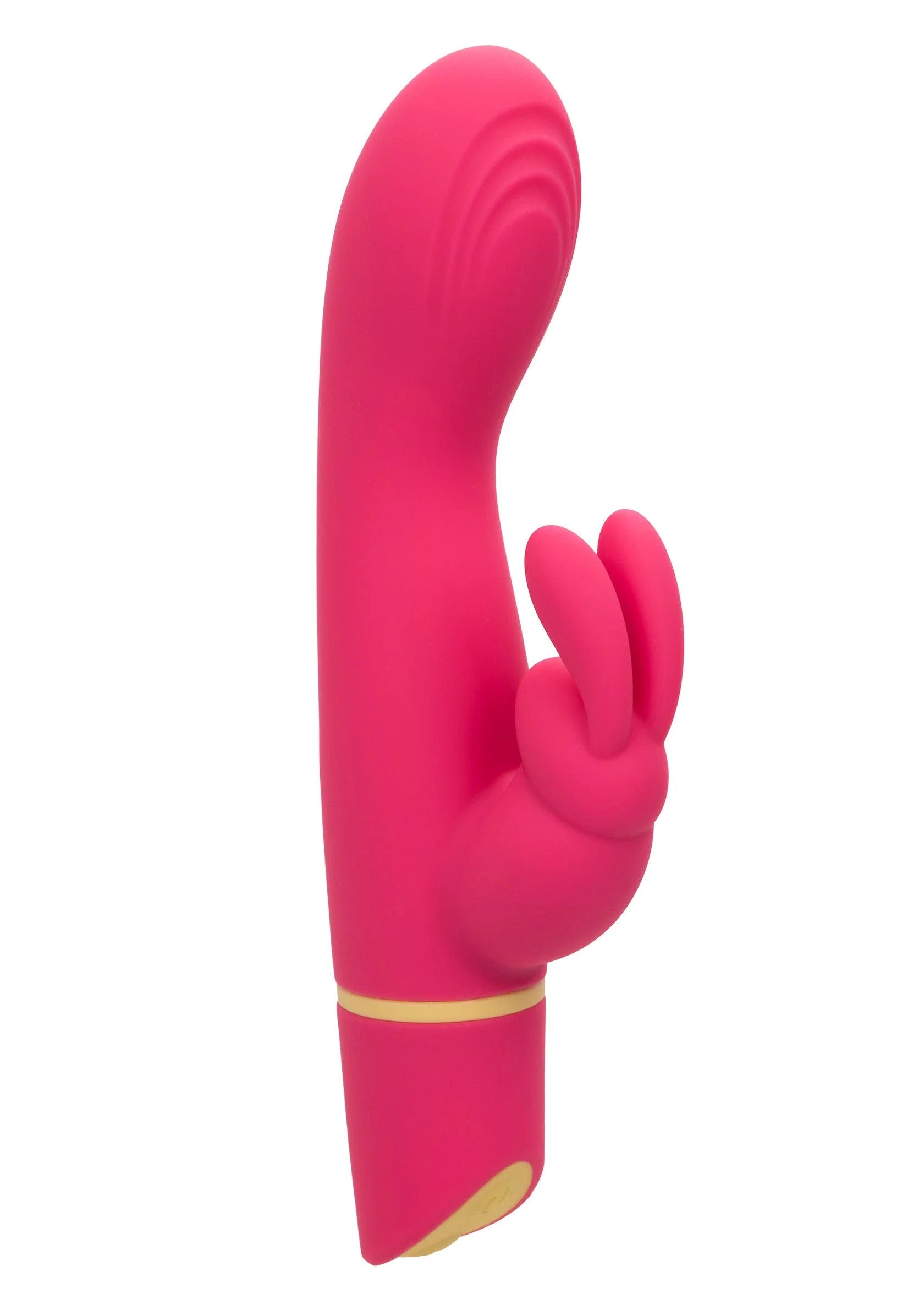 Roze vibrerende konijnvibrator met opstaande pootjes en ronde kop, siliconen