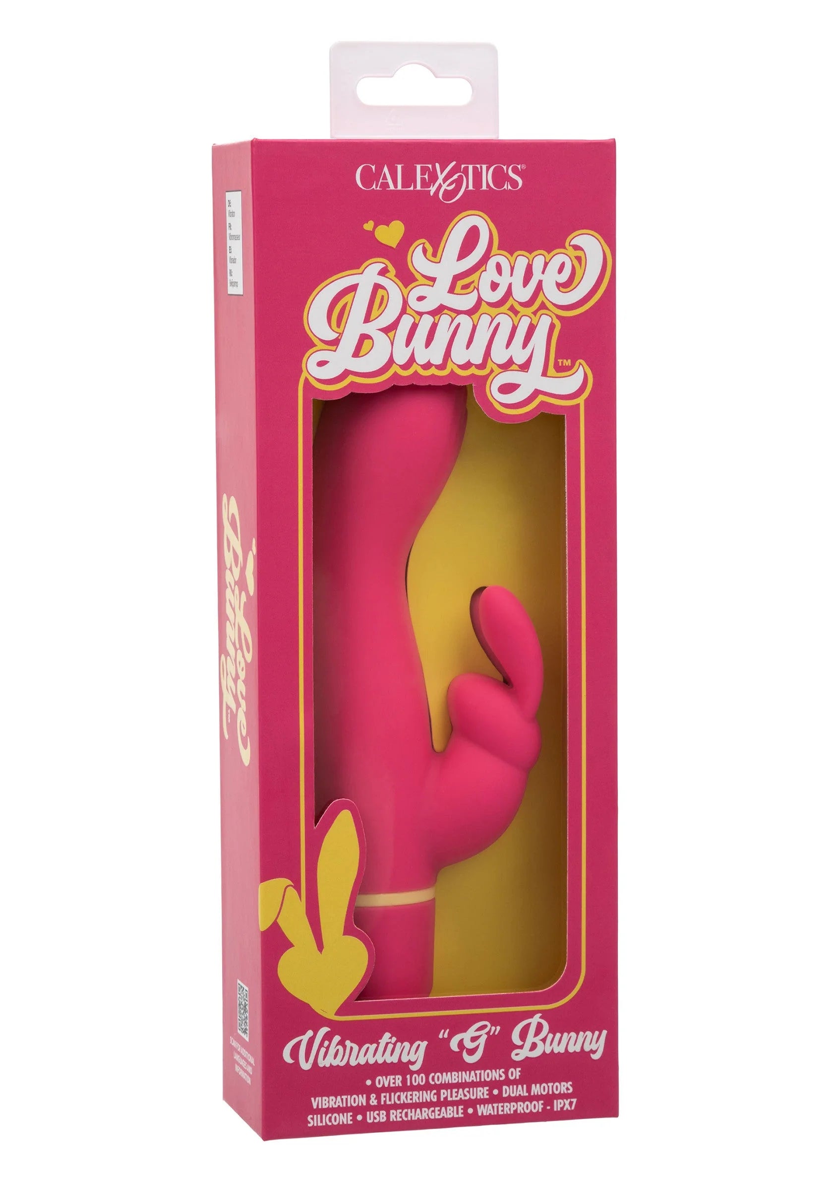Doos van CalExotics Love Bunny vibrerende konijnvibrator, roze verpakking