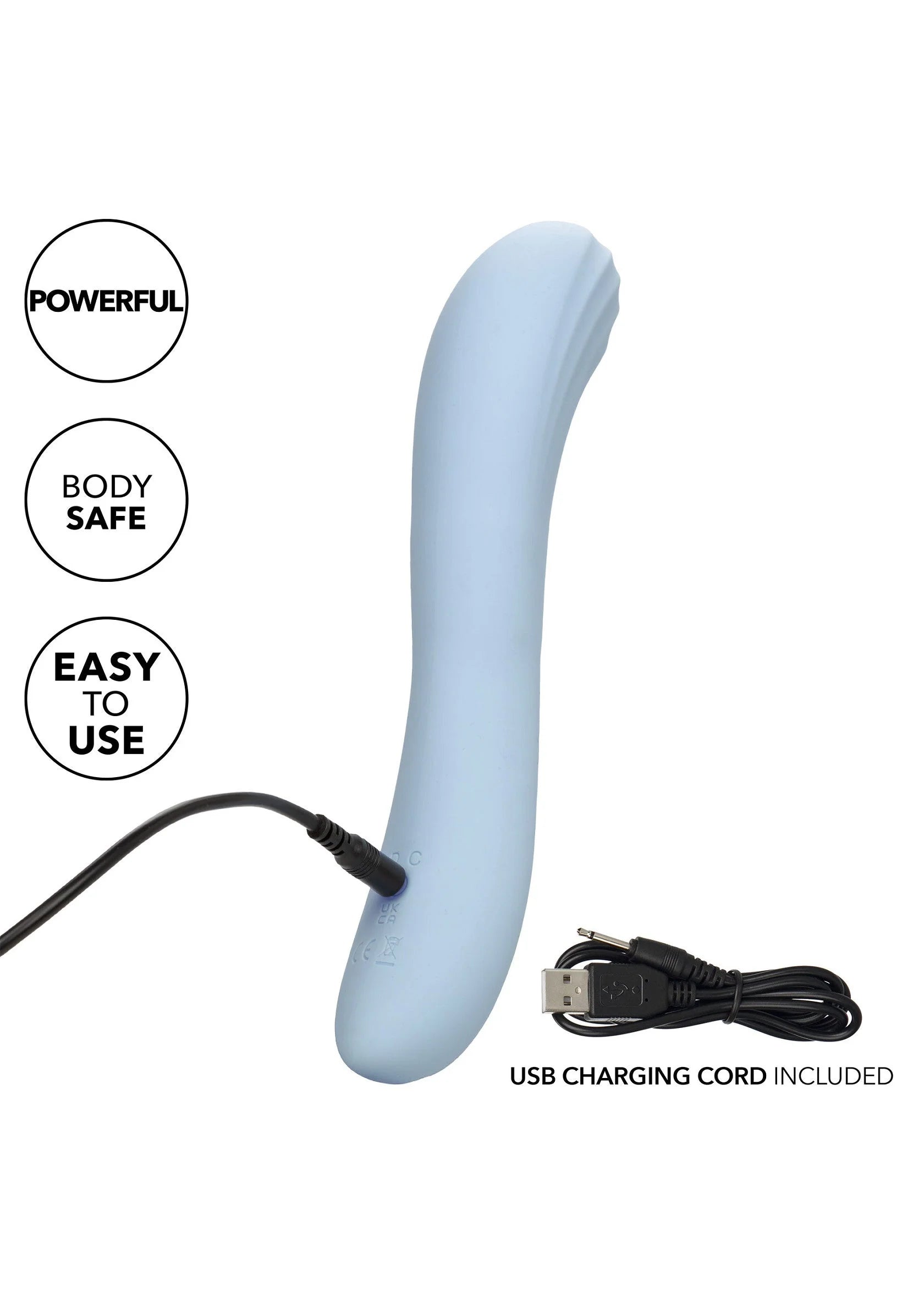 Lichtblauwe contoured G vibrator met USB-oplaadkabel inbegrepen