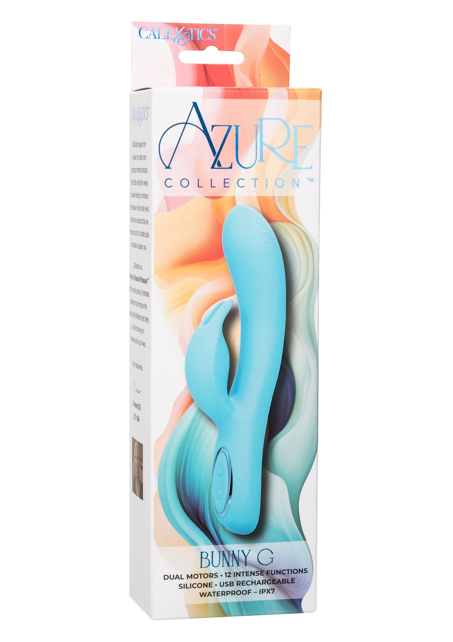 CalExotics Azure Bunny G verpakking met blauwe siliconen vibrator