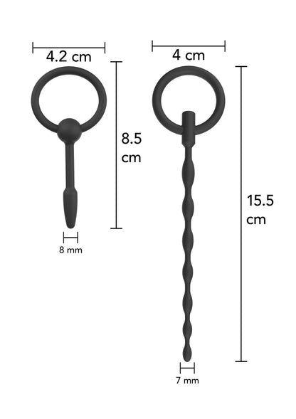 Afmetingstekening: ringpluggen met gedraaide steel en cm-maten