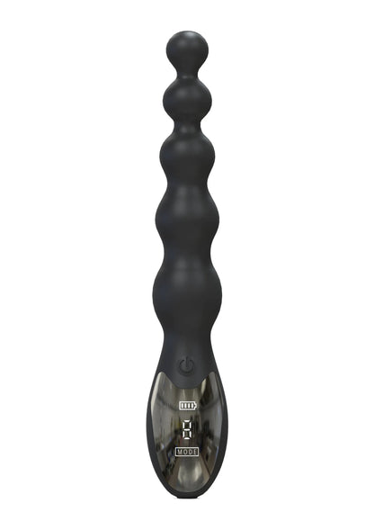 Zwarte anale vibrator met bedieningspaneel met knoppen en display onderaan